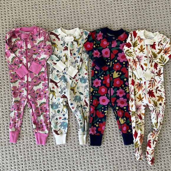 Hanna Andersson Baby Zip Sleeper Pajamas — Set of Four (4), Size 18-24M (80cm)